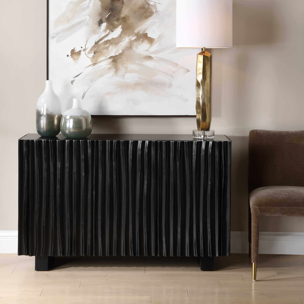 Uttermost Living Mercado Black 3 Door Cabinet House of Isabella UK