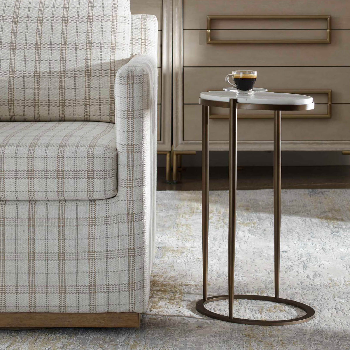 Uttermost Living Mercier Round Marble Side Table House of Isabella UK