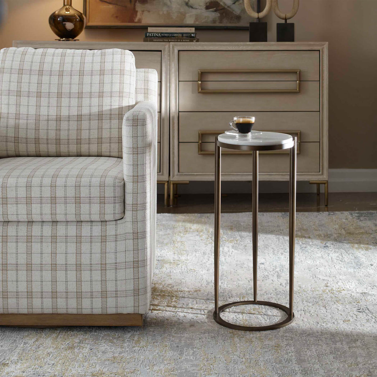 Uttermost Living Mercier Round Marble Side Table House of Isabella UK