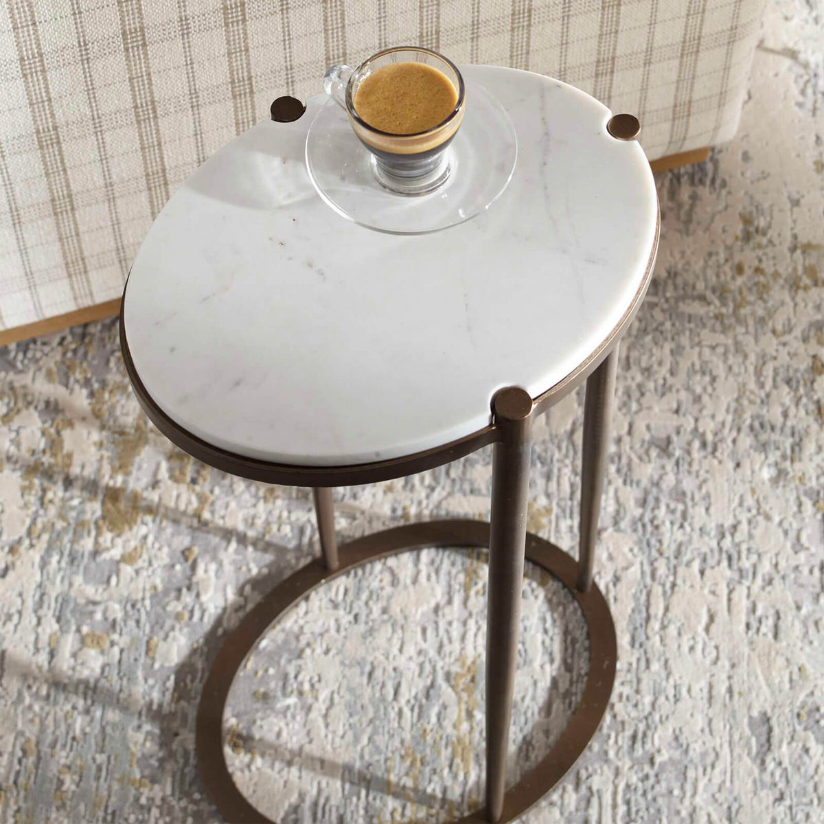 Uttermost Living Mercier Round Marble Side Table House of Isabella UK
