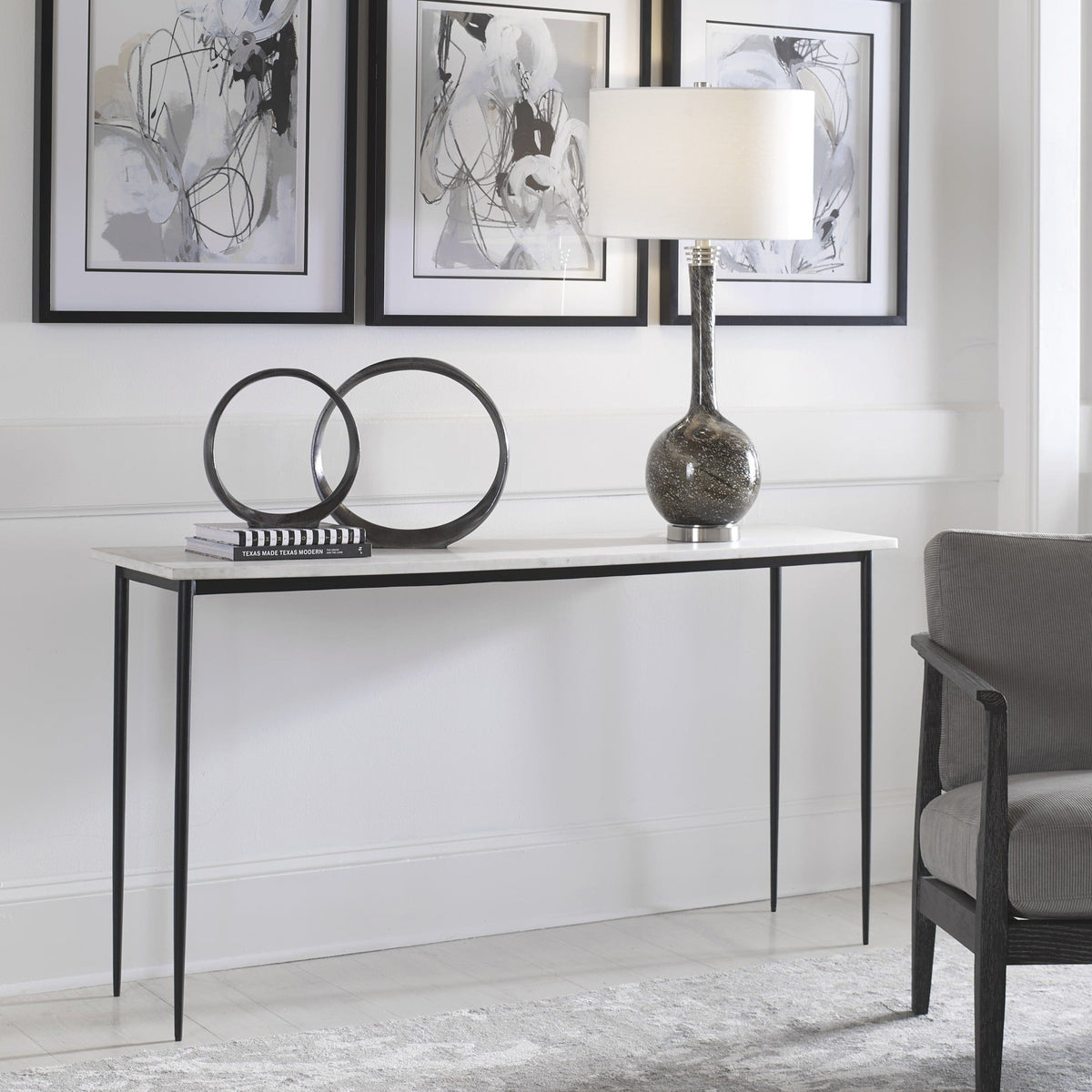 Uttermost Living Nightfall White Marble Console Table House of Isabella UK