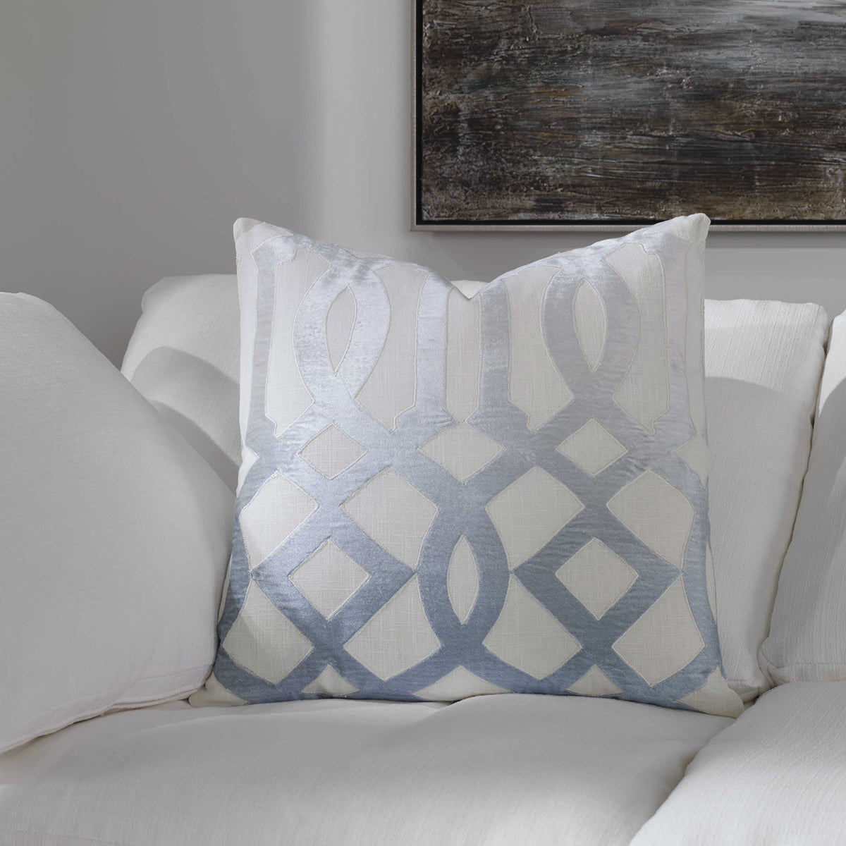 Uttermost Living Ombre Fret Cushion - Blue House of Isabella UK