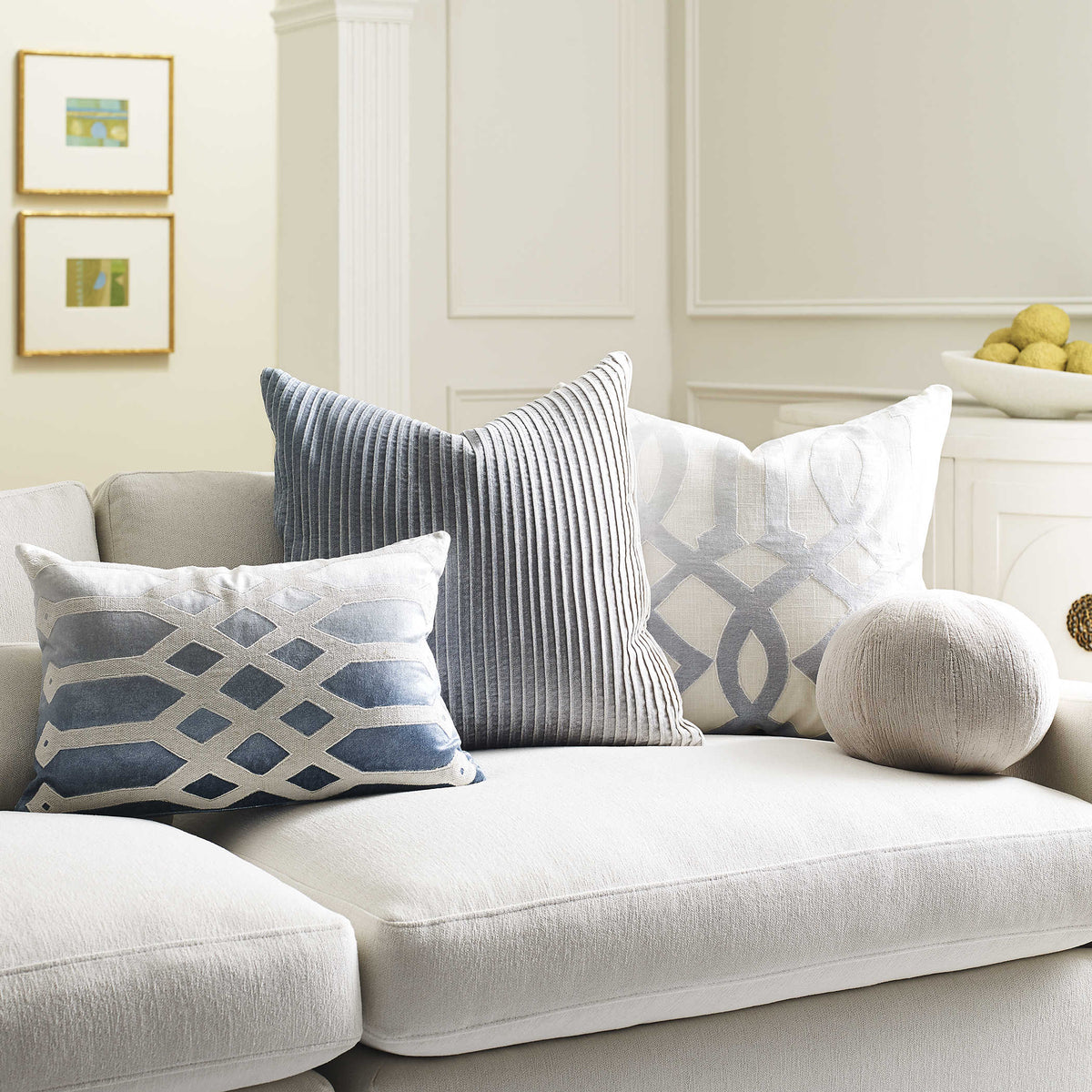 Uttermost Living Ombre Fret Cushion - Blue House of Isabella UK