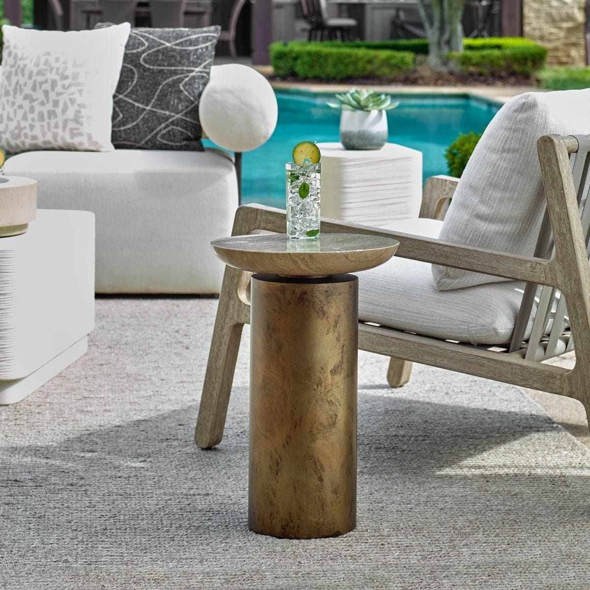 Uttermost Living Oslo Brass Outdoor Accent Table House of Isabella UK