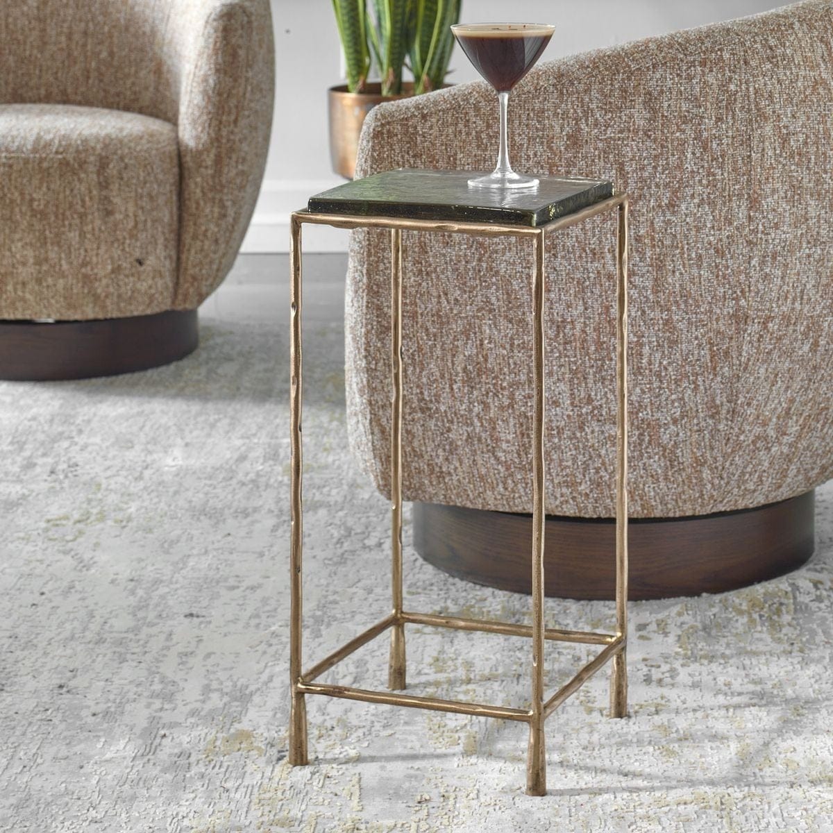 Uttermost Living Ovard Antiqued Gold Accent Table House of Isabella UK