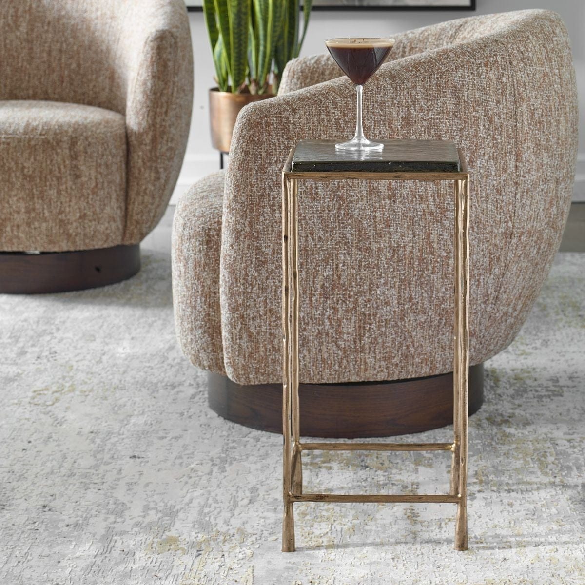 Uttermost Living Ovard Antiqued Gold Accent Table House of Isabella UK
