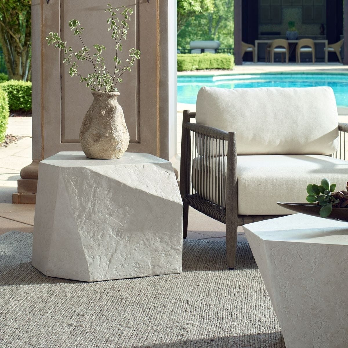 Uttermost Living Parra Limestone Indoor/Outdoor Side Table House of Isabella UK