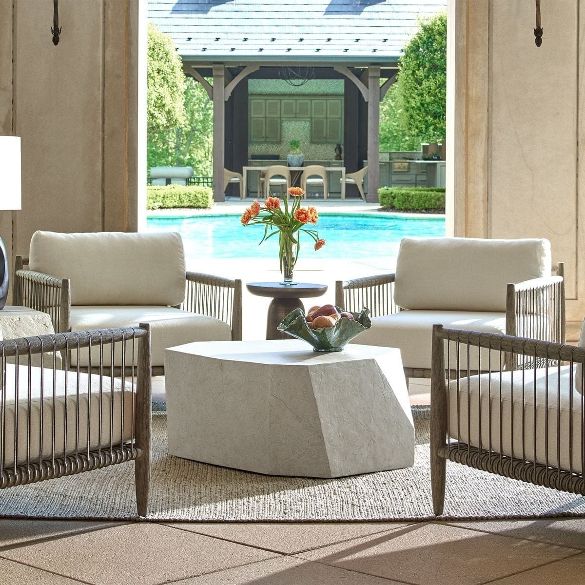 Uttermost Living Parra Limestone Outdoor Coffee Table House of Isabella UK