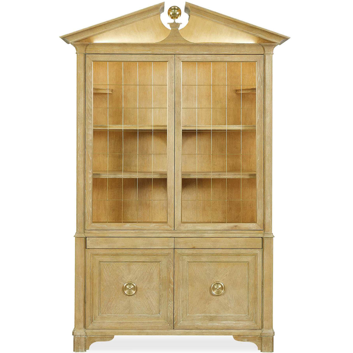 Uttermost Living Pediment Tall Cabinet in Scrubbed Light Oak House of Isabella UK