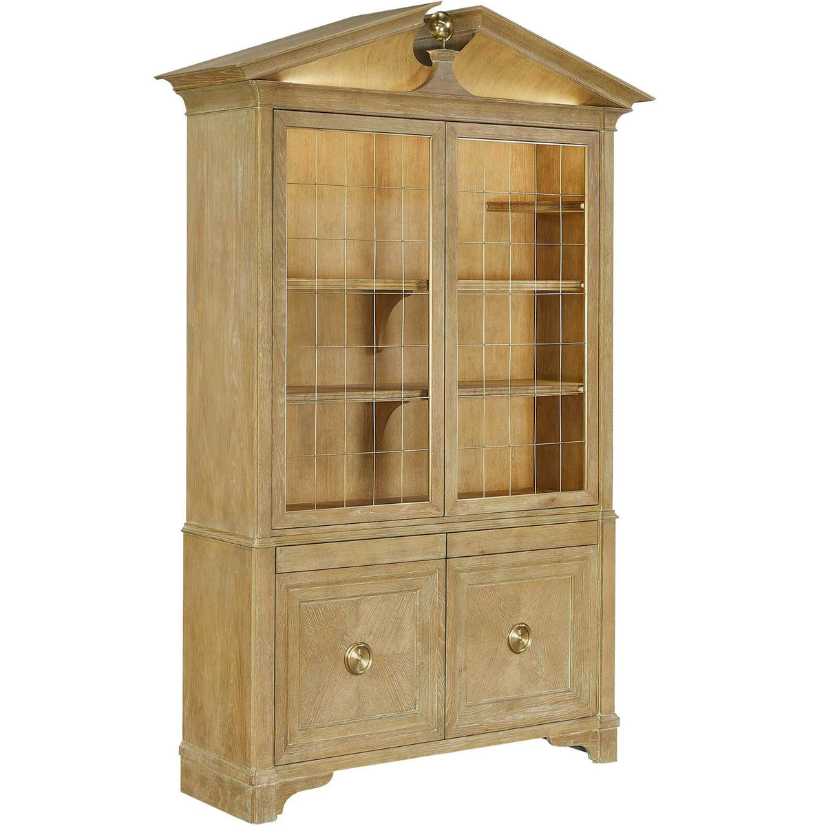 Uttermost Living Pediment Tall Cabinet in Scrubbed Light Oak House of Isabella UK
