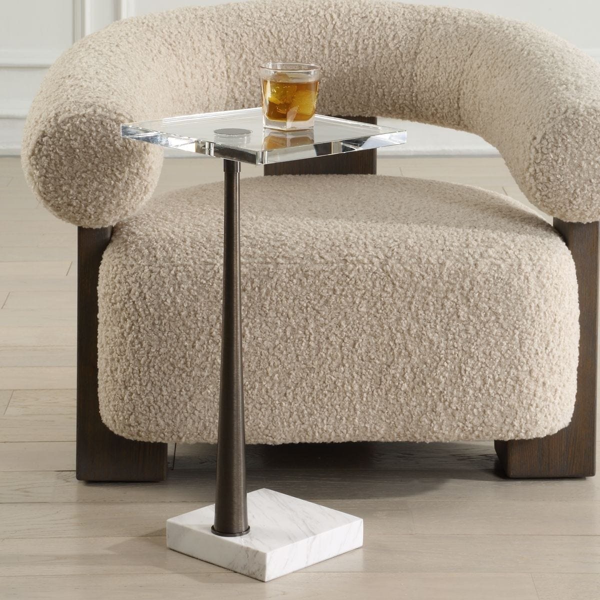Uttermost Living Pelton Marble Glass Drink Table House of Isabella UK