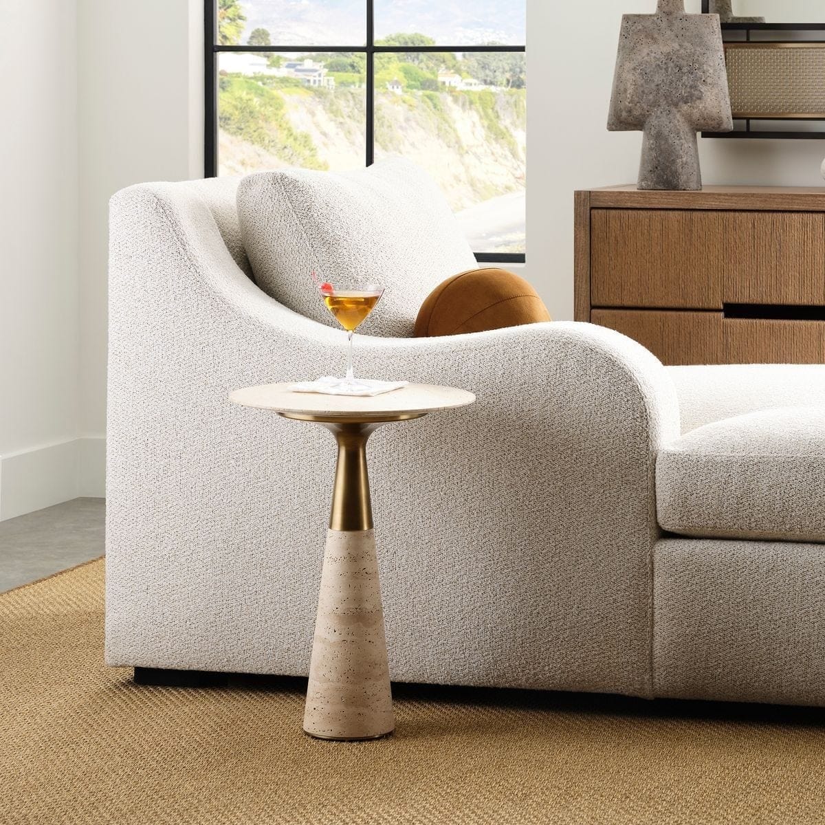 Uttermost Living Pier Accent Table - Beige Travertine House of Isabella UK