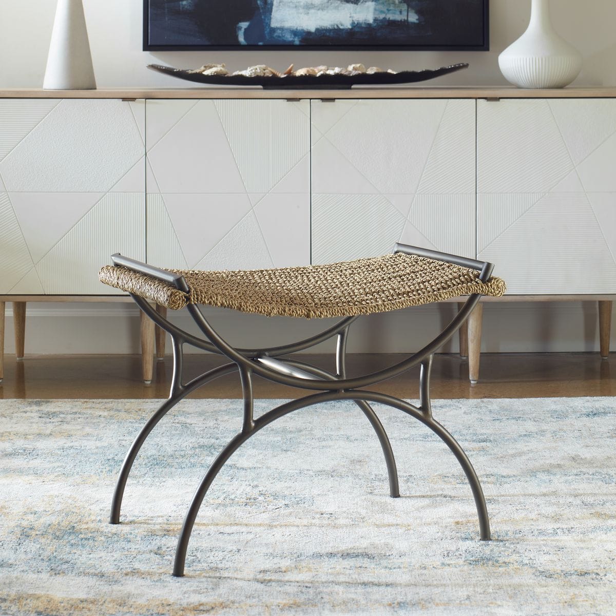 Uttermost Living Playa Seagrass Small Bench House of Isabella UK