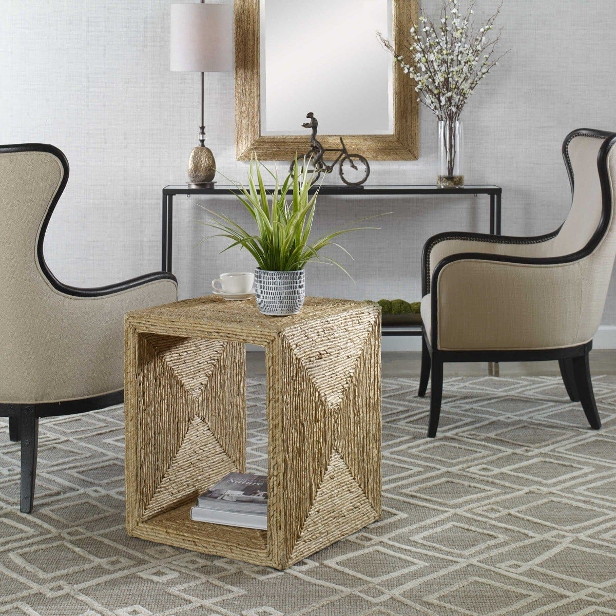Uttermost Living Rora Coastal Woven Side Table House of Isabella UK
