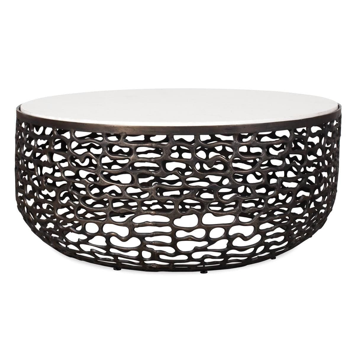 Uttermost Living Sabena White Marble Outdoor Coffee Table House of Isabella UK