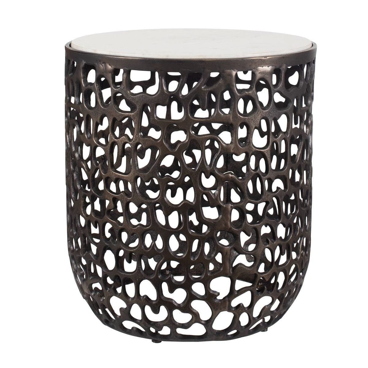 Uttermost Living Sabena White Marble Outdoor Side Table House of Isabella UK