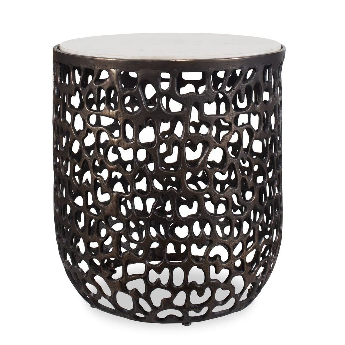Uttermost Living Sabena White Marble Outdoor Side Table House of Isabella UK