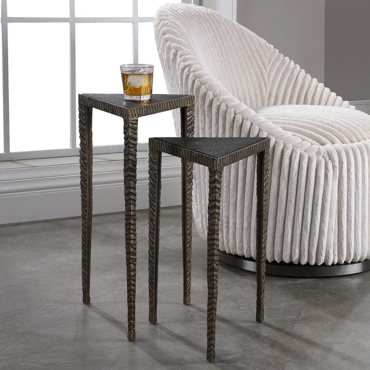 Uttermost Living Samiria Triangular Accent Tables, S/2 House of Isabella UK
