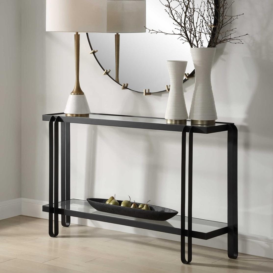 Uttermost Living Shadow Black Iron Console Table House of Isabella UK