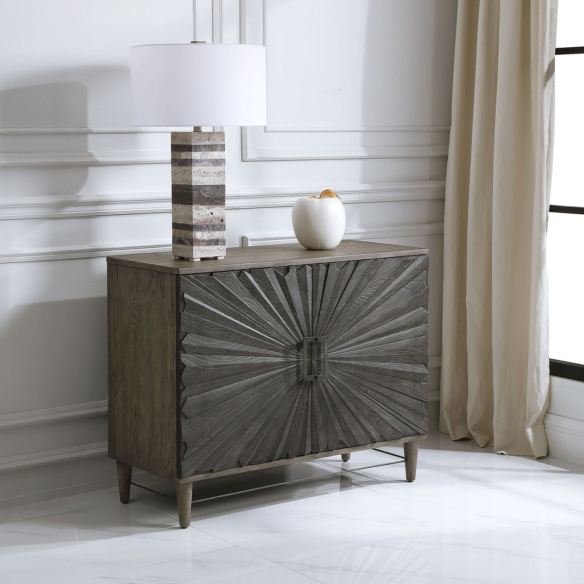 Uttermost Living Shield Gray Oak 2 Door Cabinet House of Isabella UK