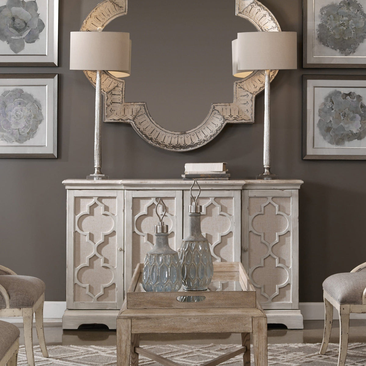 Uttermost Living Sophie 4 Door Grey Cabinet House of Isabella UK