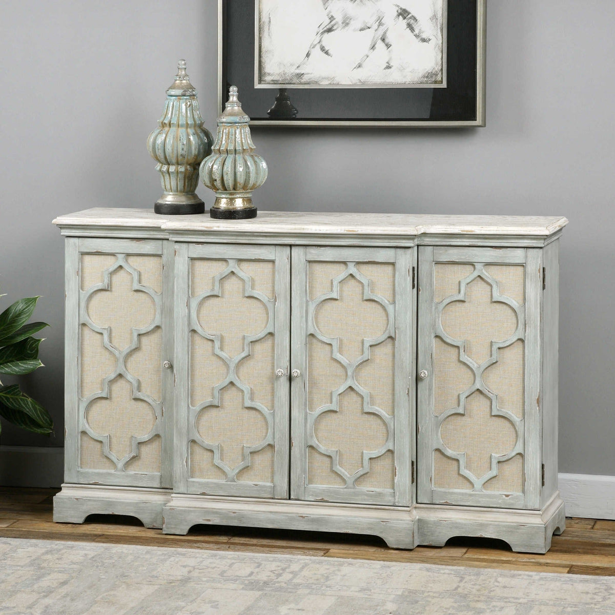 Uttermost Living Sophie 4 Door Grey Cabinet House of Isabella UK