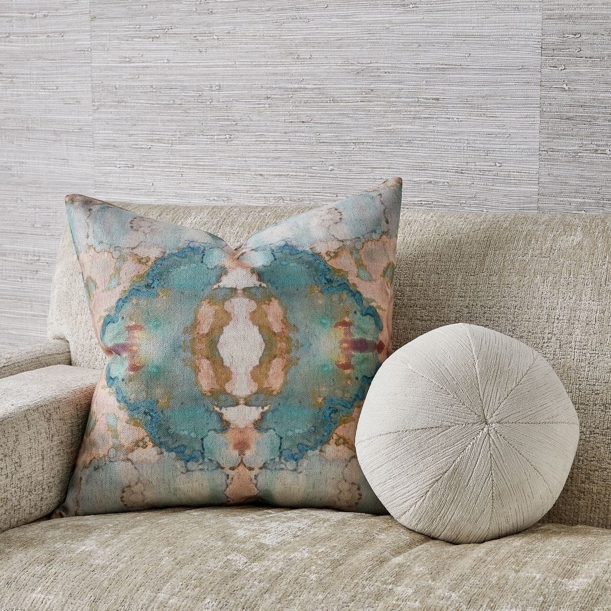 Uttermost Living Spectrum Cushion in Blush and Aqua House of Isabella UK