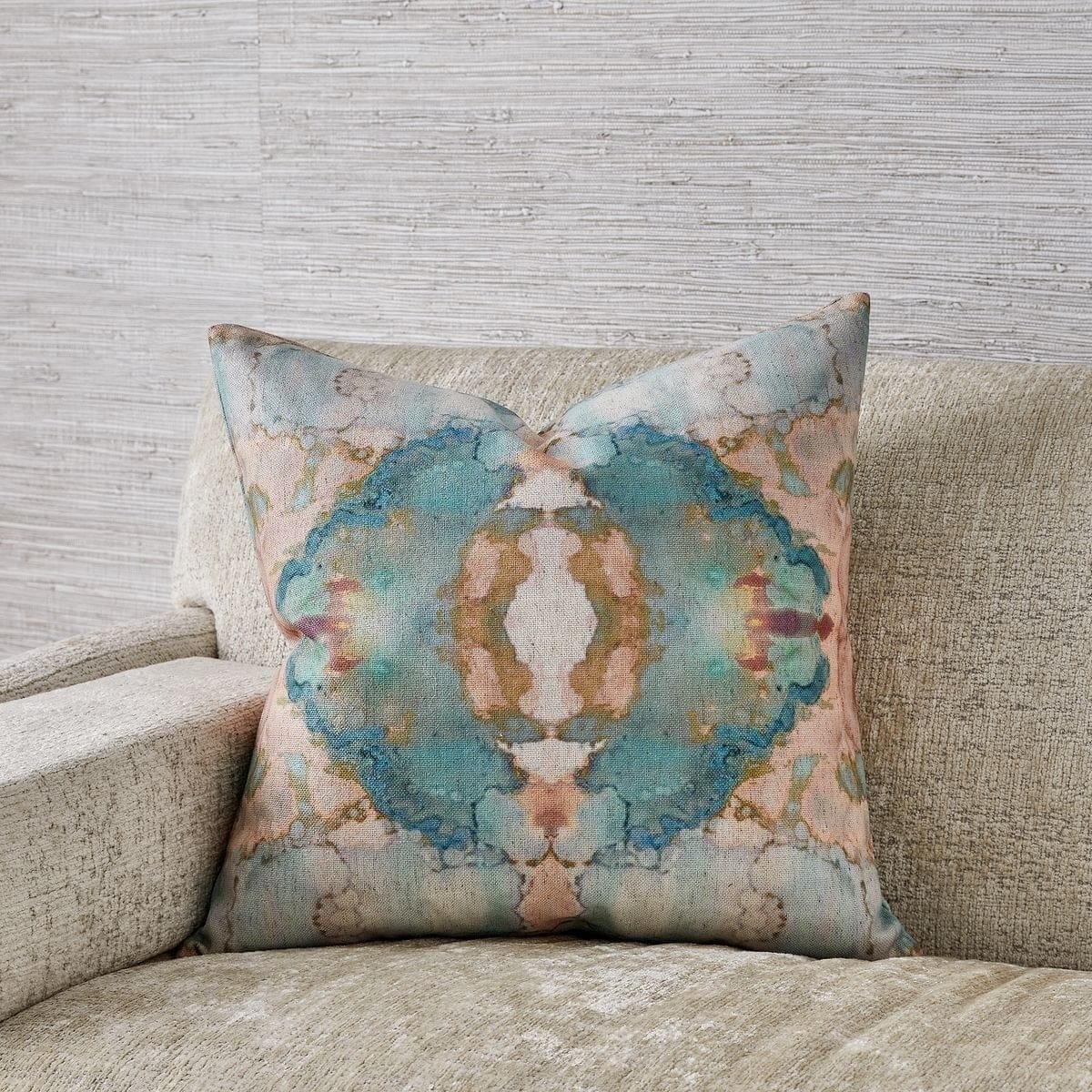 Uttermost Living Spectrum Cushion in Blush and Aqua House of Isabella UK