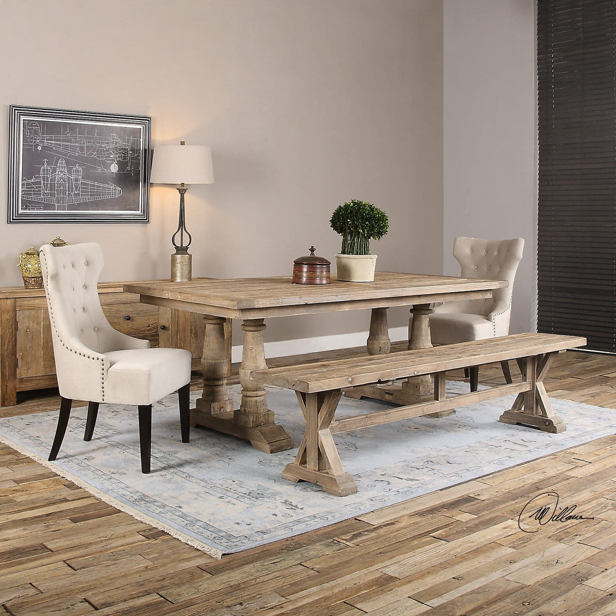 Uttermost Living Stratford Salvaged Wood Bench House of Isabella UK