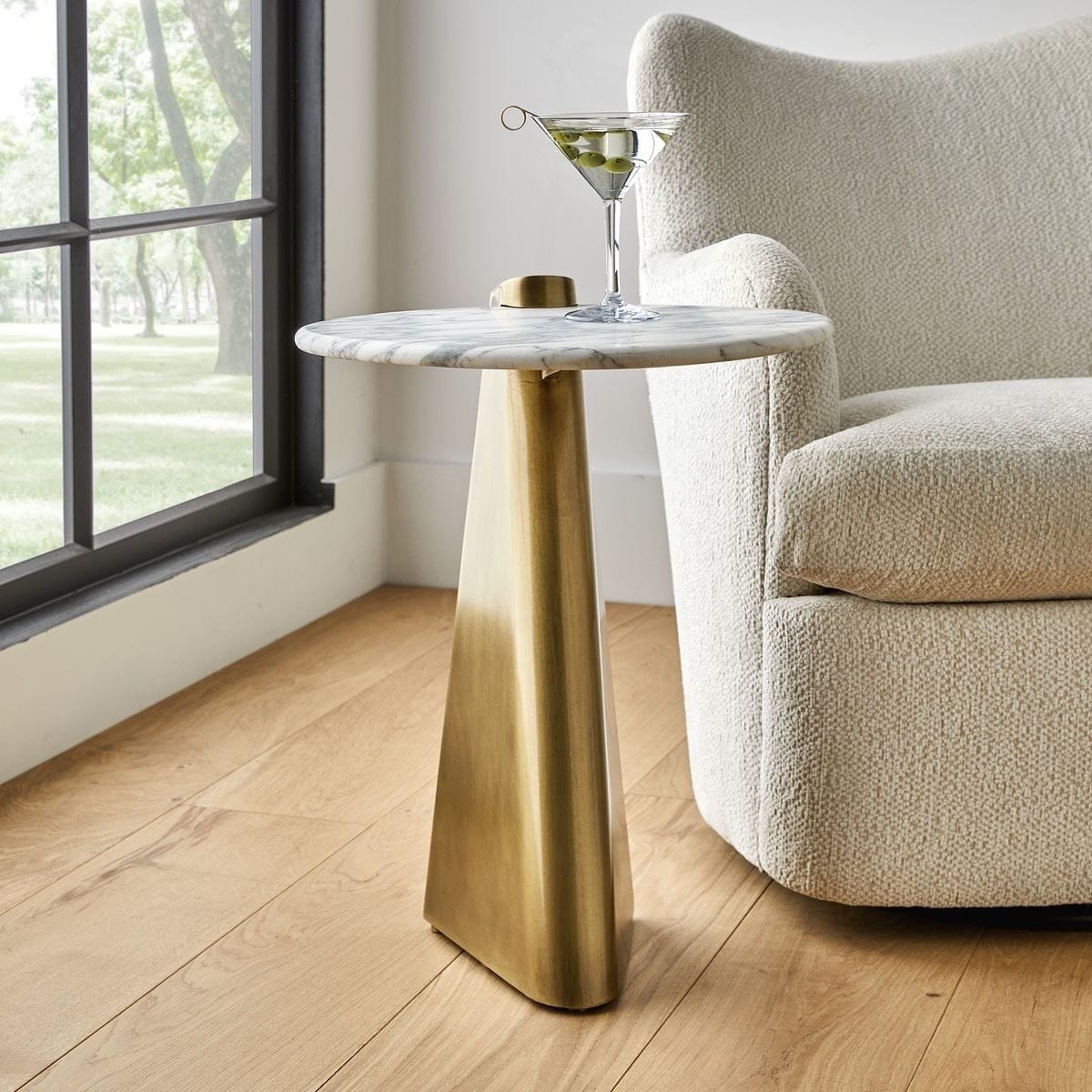Uttermost Living Strum Accent Table in Arabescato Marble House of Isabella UK