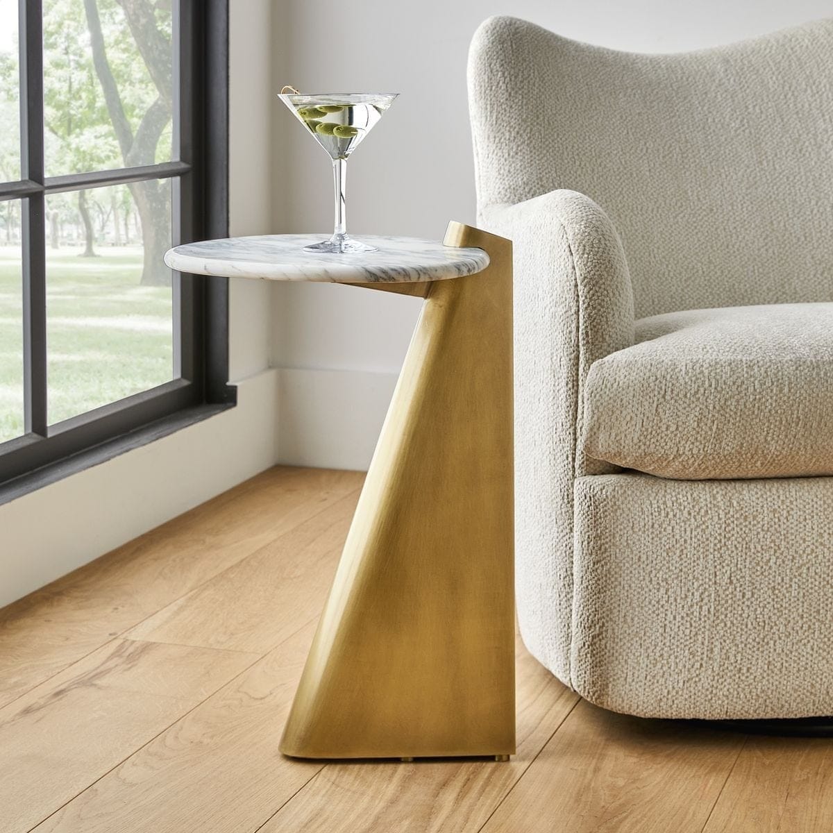 Uttermost Living Strum Accent Table in Arabescato Marble House of Isabella UK
