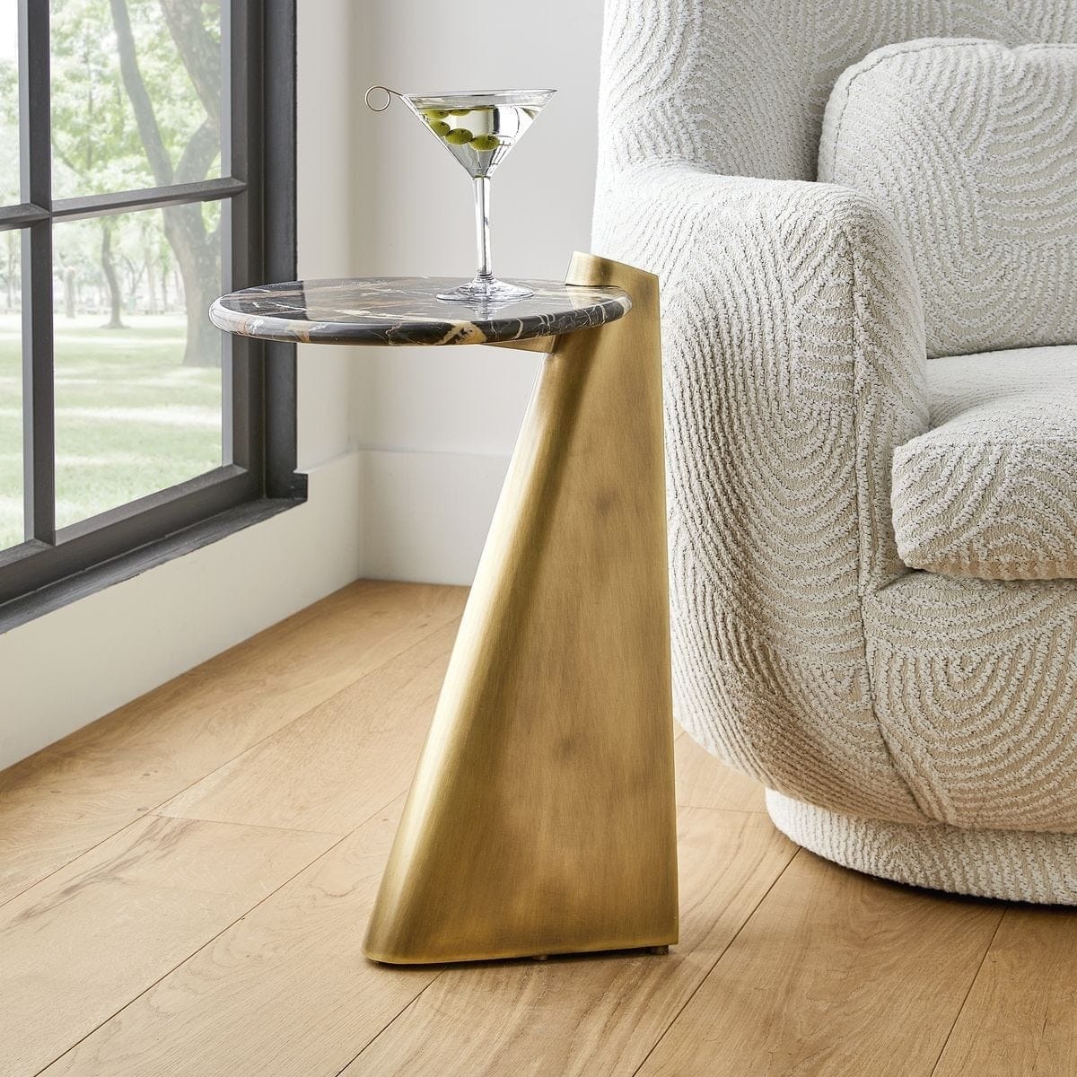 Uttermost Living Strum Accent Table in Michelangelo Marble House of Isabella UK
