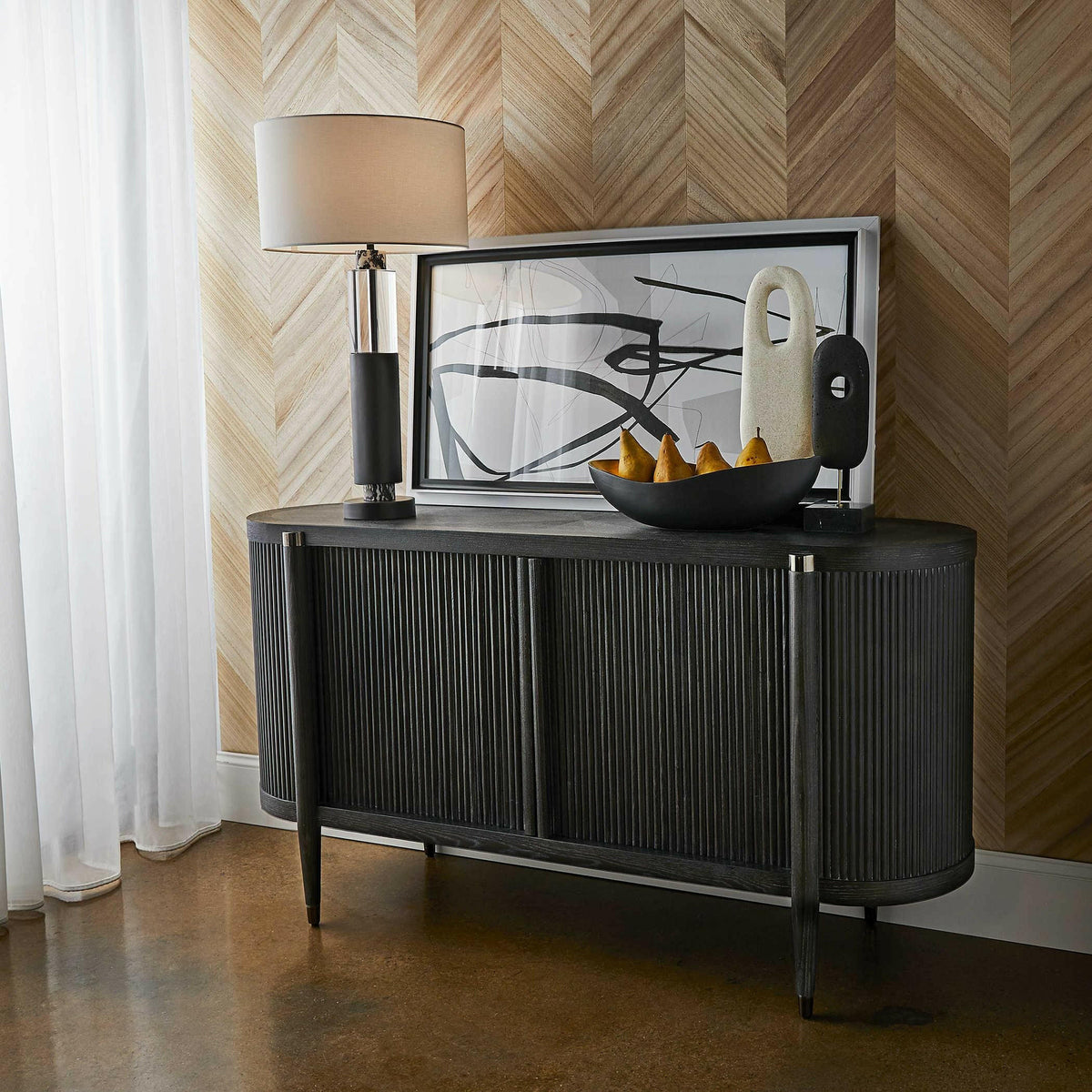 Tambour Cabinet - Black Ceruse.
