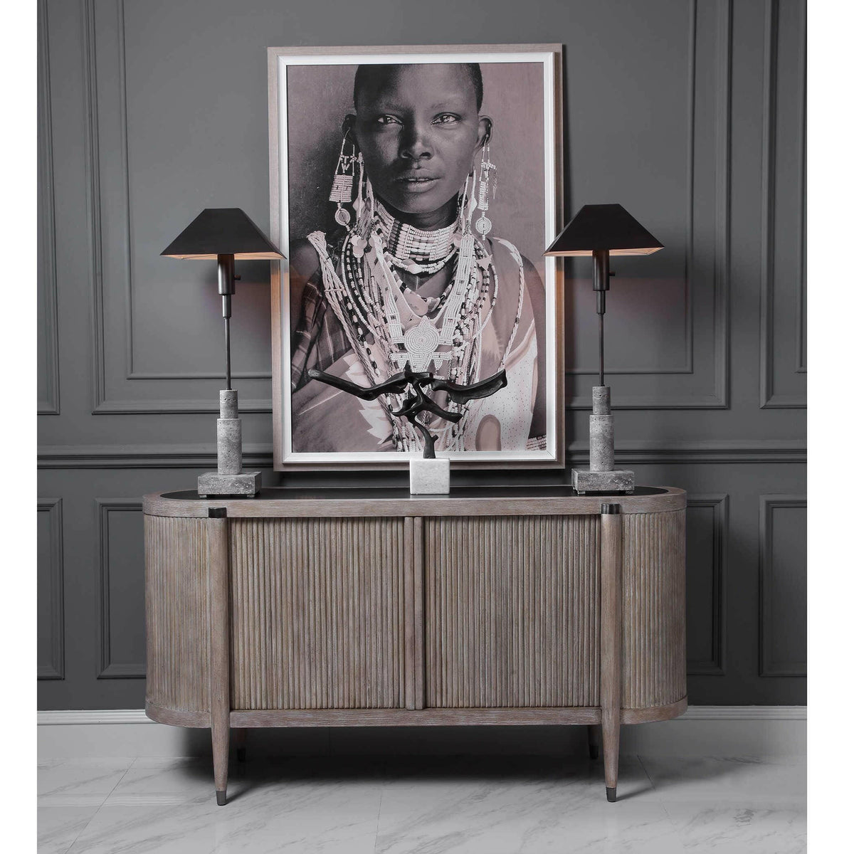 Tambour Cabinet - Natural Wash.