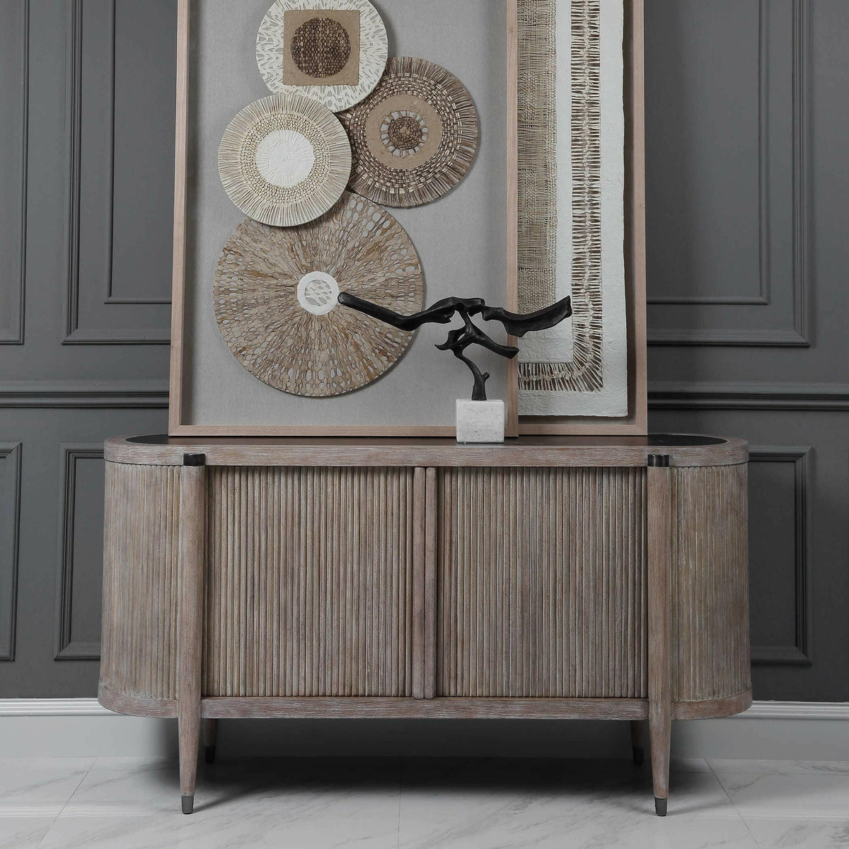 Tambour Cabinet - Natural Wash.