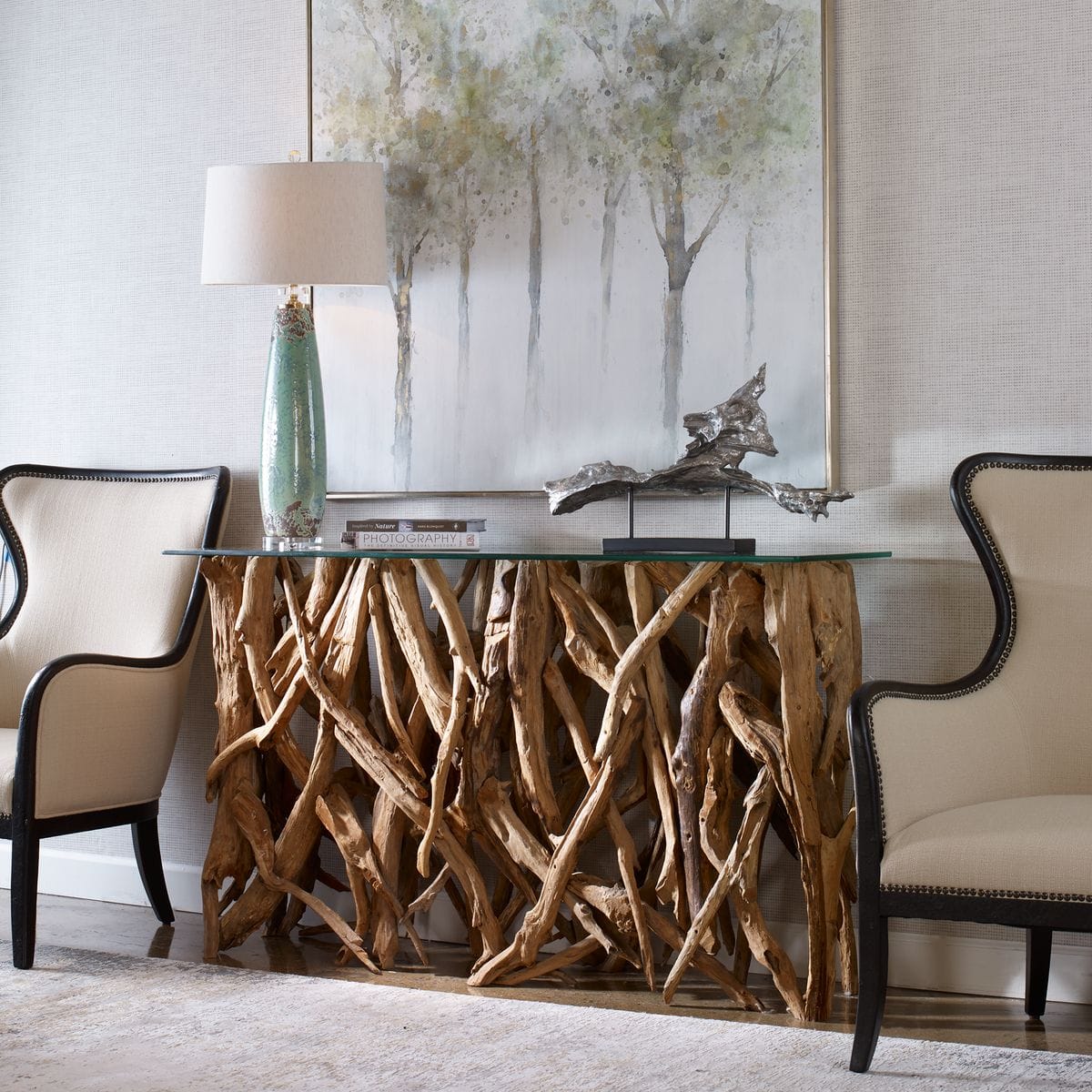 Uttermost Living Teak Wood Console House of Isabella UK