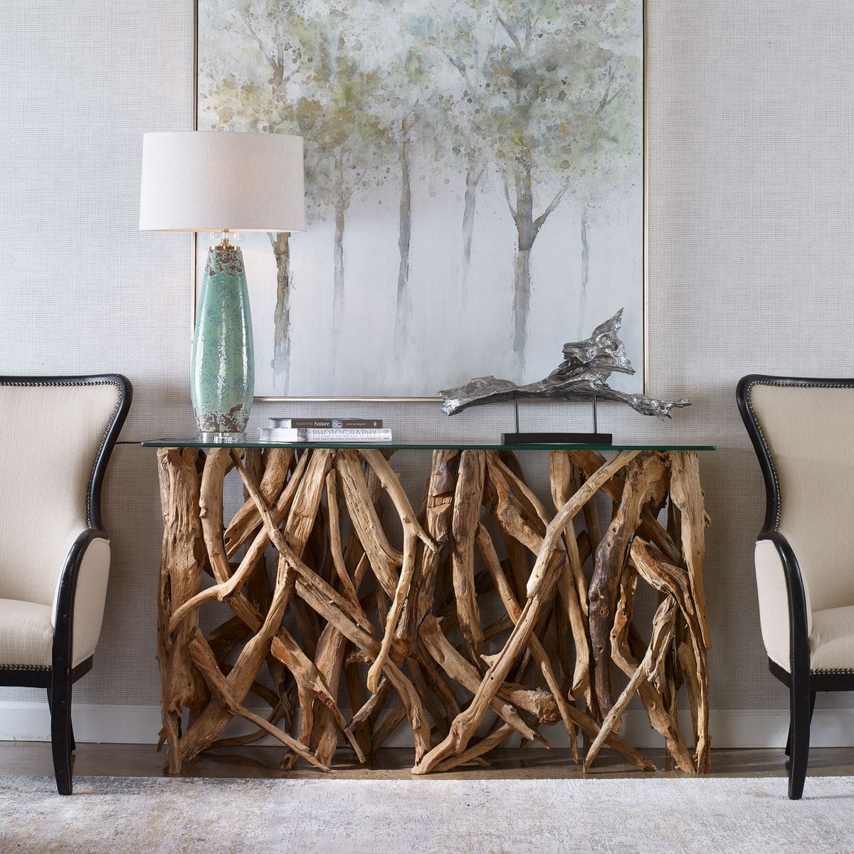Uttermost Living Teak Wood Console House of Isabella UK
