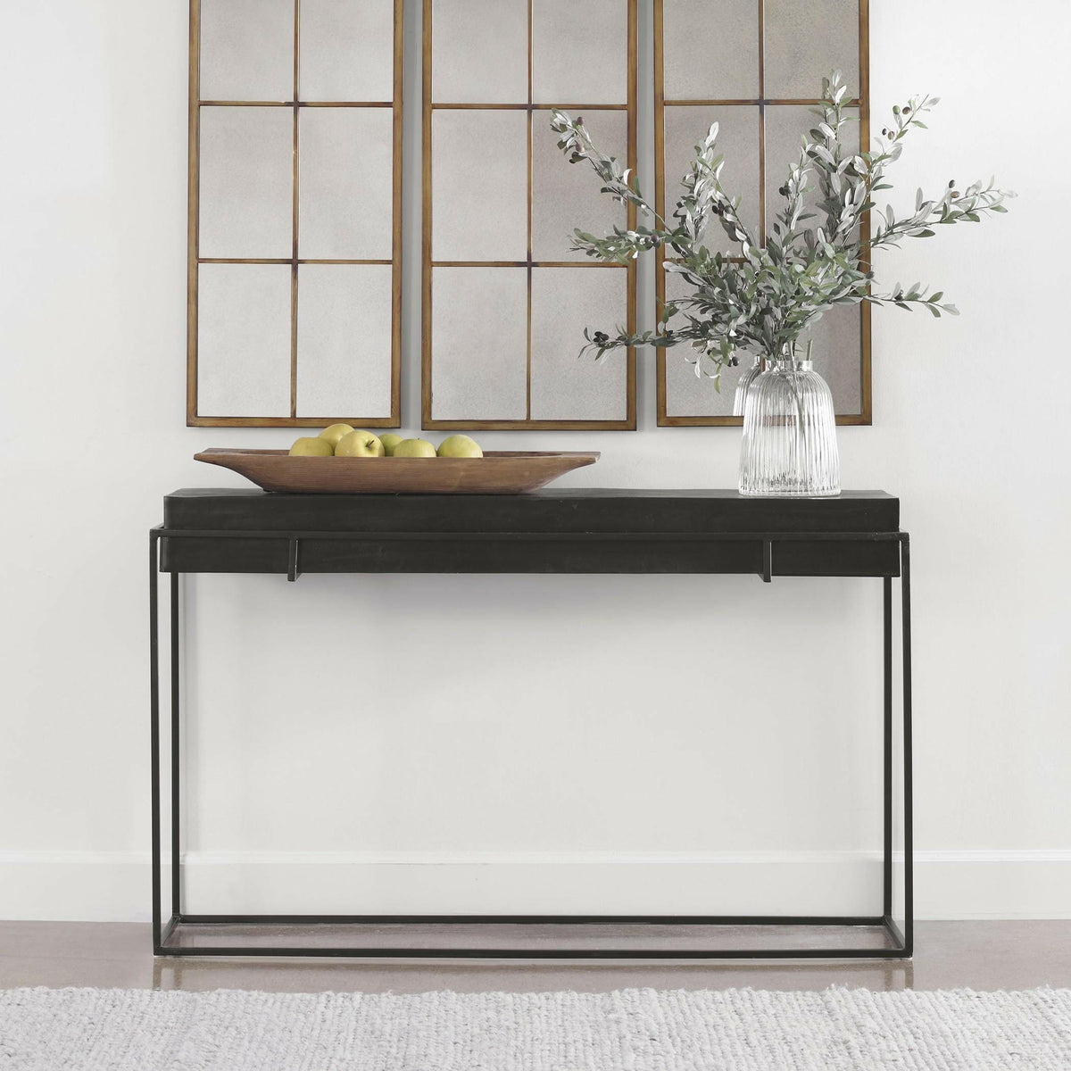 Telone Modern Black Console Table.