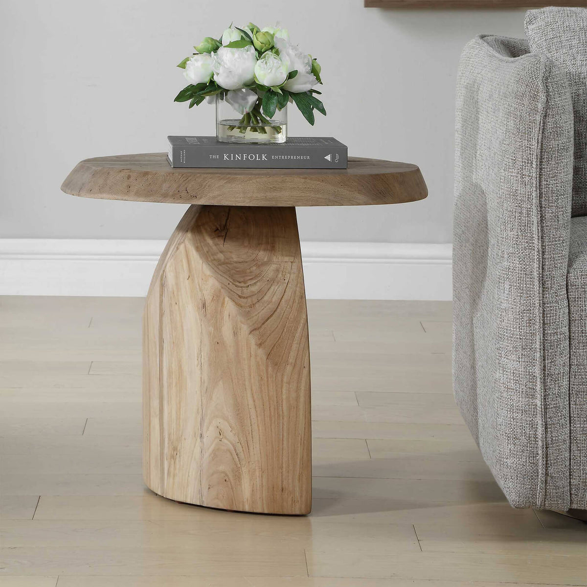 Uttermost Living Tiernan Reclaimed Oak Round Side Table House of Isabella UK