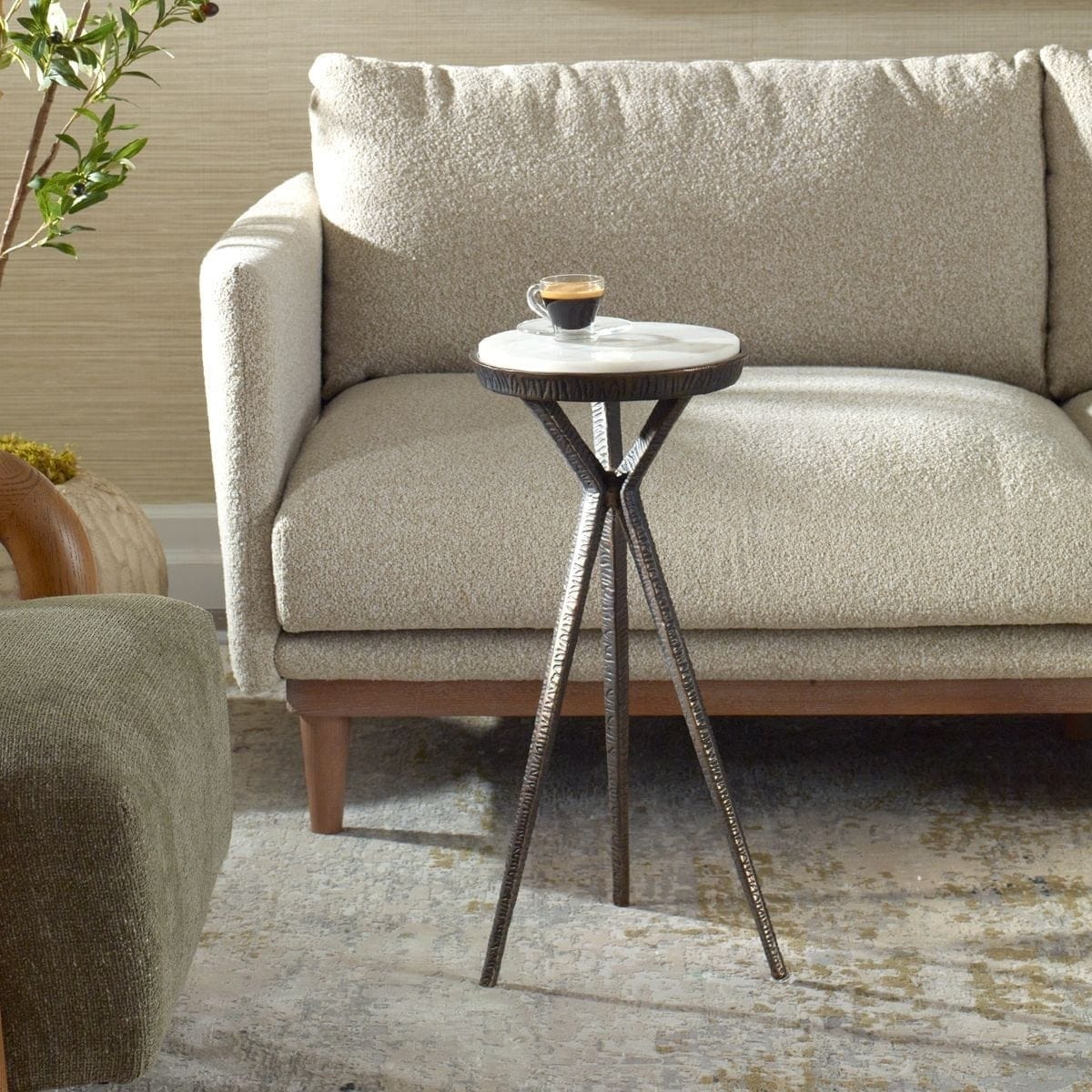 Uttermost Living Tilton White Marble Accent Table House of Isabella UK