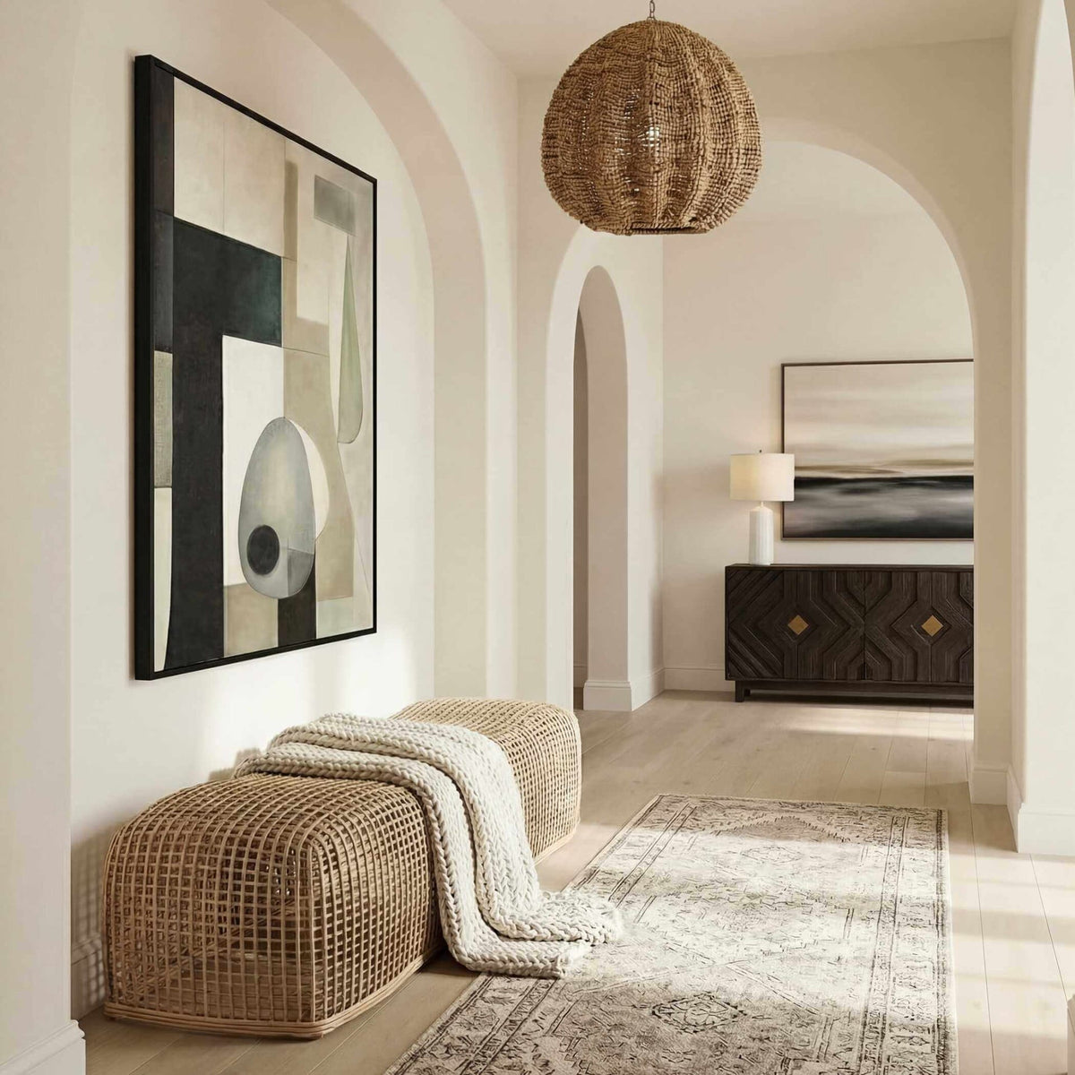 Uttermost Living Tino Rattan Bench House of Isabella UK