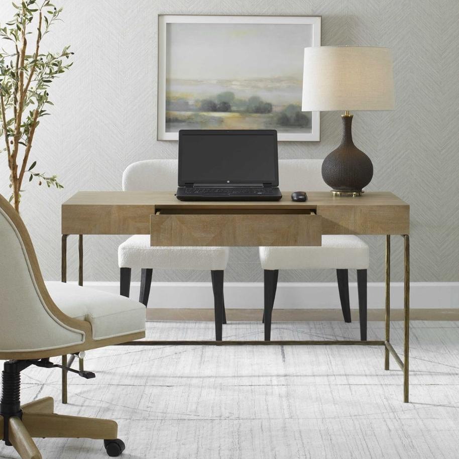 Uttermost Aristotle Natural Wood Modern Desk.
