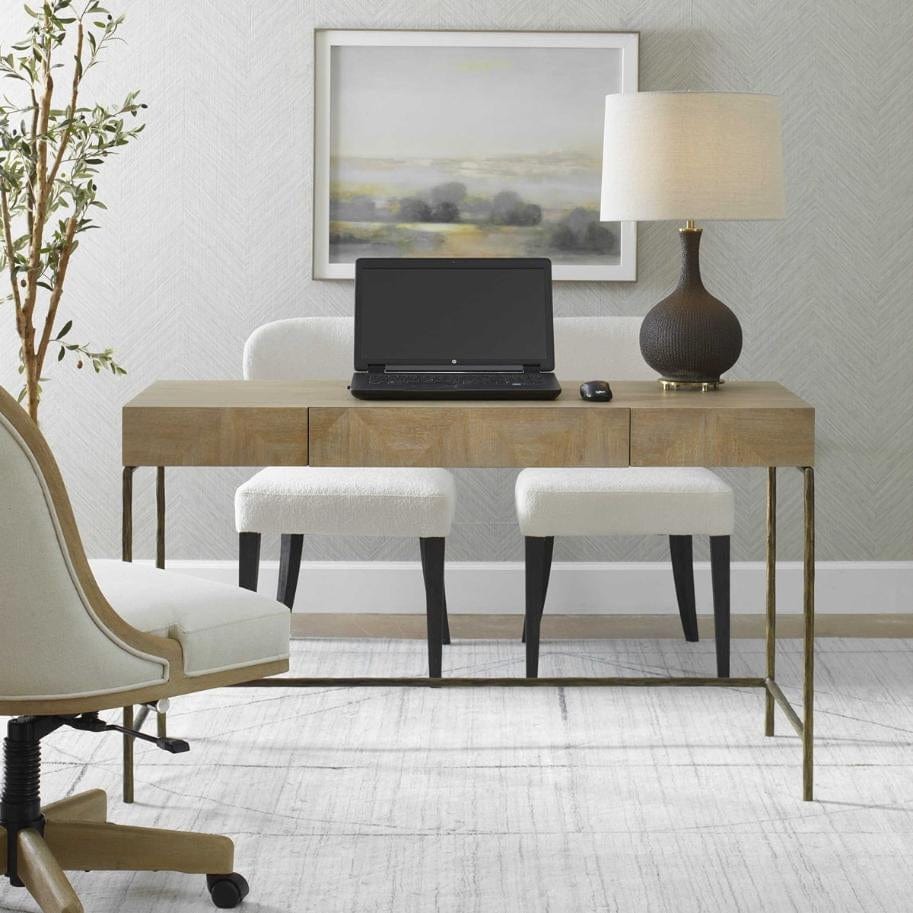 Uttermost Aristotle Natural Wood Modern Desk.