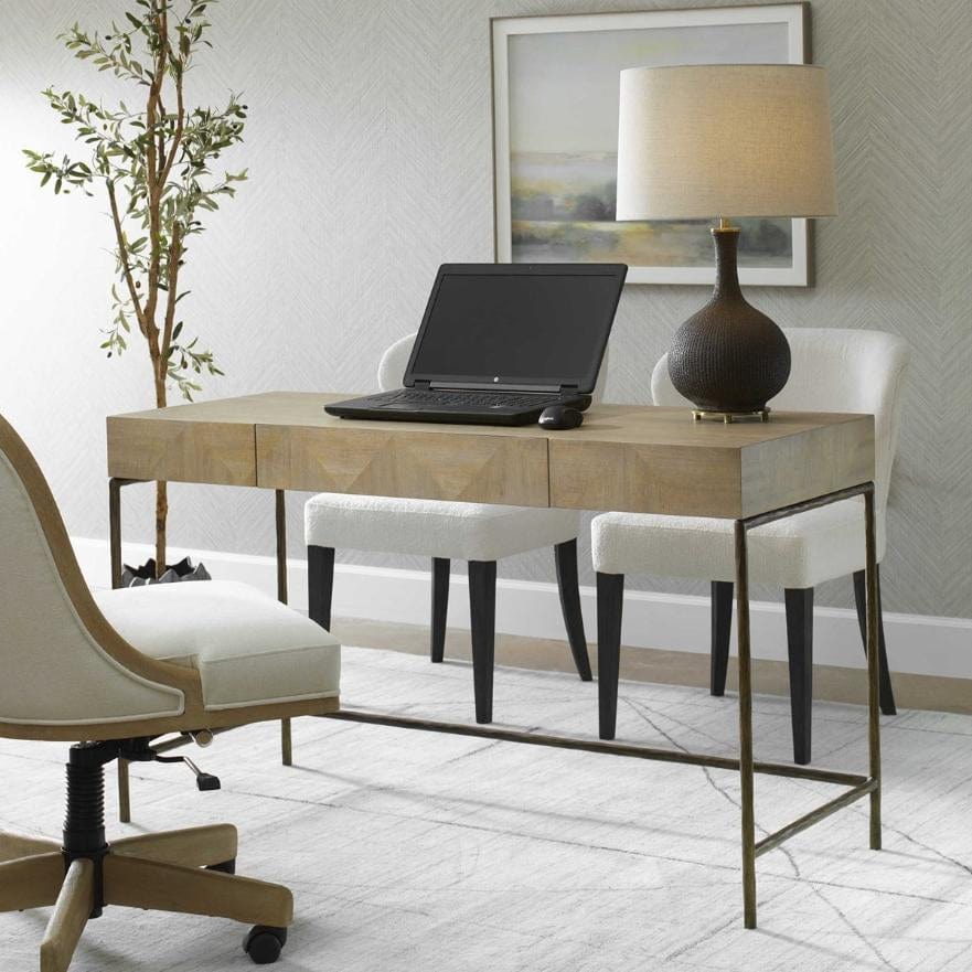 Uttermost Aristotle Natural Wood Modern Desk.