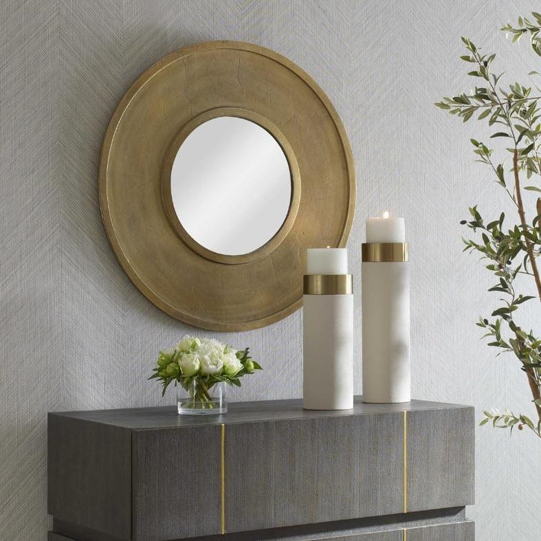 Uttermost Axel Round Brass Mirror.