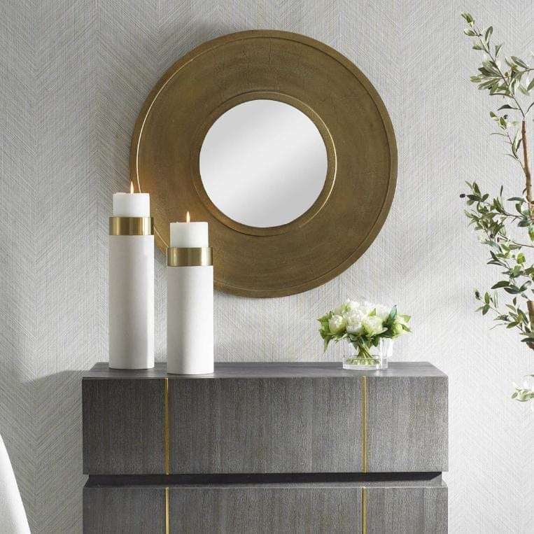 Uttermost Axel Round Brass Mirror.