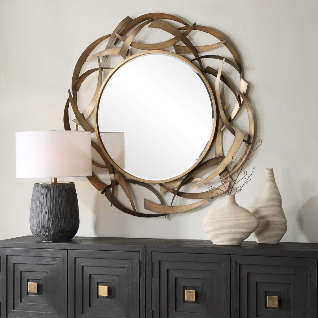 Uttermost Cutting Edge Bronze Round Mirror.