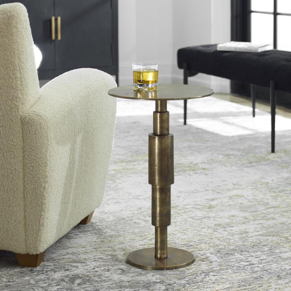 Uttermost Descend Gold Accent Table.