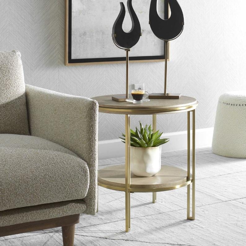 Uttermost Elise Round Brass Side Table.