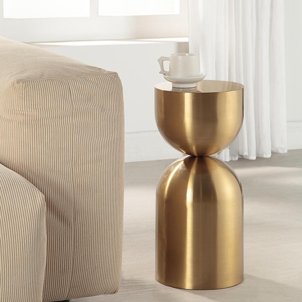 Uttermost Golden Vessel Modern Accent Table.